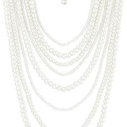 Gold Tone Fusion Wear MultiLayered Pearls Necklace For Women-ZPFK10428-image-21