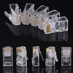 Fosa 100 PCS/LOT Cat6 Cat6a Network Connector 8P8C RJ45 Modular Plug for Cat6 Cat6a Solid Stranded Network Cable Heads Transparent-18