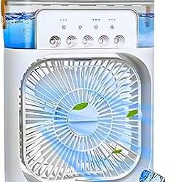 DRUMSTONE 𝟏𝟓-𝐘𝐞𝐚𝐫 𝐖𝐚𝐫𝐫𝐚𝐧𝐭𝐲 | Portable USB Air Cooler | Rechargeable 3-Speed Fan with Mist Spray | Silent | LED Lights | Timer | Battery Powered for Home, Office, Outdoor | 𝐖𝐡𝐢𝐭𝐞-6