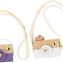 VANZACK 2pcs Wooden Imitation Camera Toy for Boys and Girls Beech Material Playthings and Decor Simulation Camera Model for Birthday and Christmas Cute Neck Hanging Design-image-51