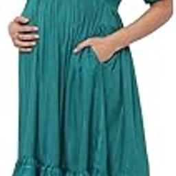 Women's Rayon Maternity Dress Breast Feeding Dress midi Dress with Hidden mid Zipper for Pre and Post Pregnancy-image-71