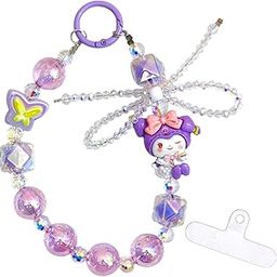 Kuro-mi Beads Phone Charms Aesthetic Crystal Clear 1 pcs Acrylic Heart & Teddy Bracelet Hangings For Mobile Cover String Jewellery Good Luck Lanyard For Women Girls Handmade Pearl Wrist Strap-picture-13