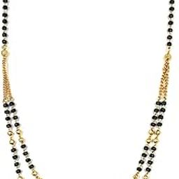Gold Plated and Black Bead Traditional Layer Mangalsutra Nacklace For Women-image-93