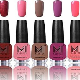 MI Fashion� 7 Days Lasting Premium Nail Polish Shades Lava Lust,Doll Pink,Dark Nude,Pucker Up Plum and Pink mania-image-16