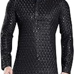 Men's Sequince Embroidered Cotton Blend Only Slim Fit Kurta-image-19