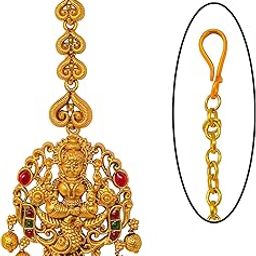 Traditional Gold-Plated Maang Tikka with Lakshmi Design | Bridal & Festive Hair Accessory 16187-image-66