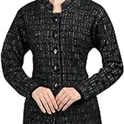 Women Woolen Long Coat Warm Fabric Cardigans Winter Wear Pure Wool Thick Sweater for Women 100% Hair Wool Free Size Warm Cardigan with Side Pockets-picture-2