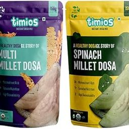 Timios Organic Multi Millet and Spinach Millet Dosa Mix, Natutal and Healthy Food, Pack of 2, 150g Each-image-21