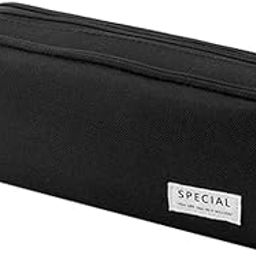 PXBQ Polyester Pencil Case Large Pencil Cases For Girls Boys Big Capacity Pen Pencil Pouch With 3 Compartments School Stationary Office Aesthetic Cute Pencil Pouch (Black)-24