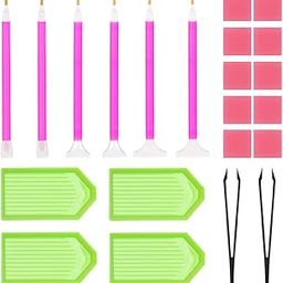 ZIBUYU® Diamond Painting Kit Tool 5D Diamond Art Pen Kit with 6 Diamond Painting Pen, 2 Tweezer, 10 Glue Clays, 4 Diamond Tray, 5D Diamond Painting Tool Kits Accessories - 22 Pieces-picture-18