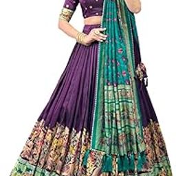 Women's Lehenga Choli Set | Silk with Gotta Patti | Unstitched Blouse & Silk Chiffon Dupatta-MORANI-image-68