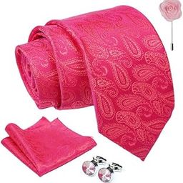 Paisley Tie For Men – Formal Ties Set With Pocket Square, Cufflink & Flower Pin With Gift Box For Mens, Silk Fabric Neckties Gift Sets For Men’s (MF2)-image-79