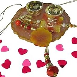 Handmade Resin Rakhi For Brother Comes With Free Roli Chawal And Resin Pooja thali Pack Of Rakhi For Bhai, Bhaiya, Eleder, Lovely, Brave, Younger Brother-image-34