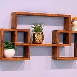 Woodsfy Premium Sheesham Wood Wall Shelf | Decorative Wooden Wall Rack for Living Room & Bedroom | Floating Wall Shelves | 27 Inch Brown Finish – Modern Wall Décor Storage Organizer-image-2
