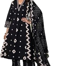Women's Pure Cotton Printed Flair Kurta with Palazzo & Dupatta Set-image-31