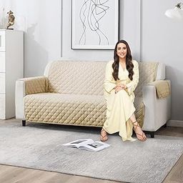 HOKIPO 3 Seater Quilted Polyester Sofa Cover Mat, 170x184 cm, Beige (AR-4665-M2)-image-24