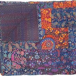 Bhavya International Kantha Quilt Bedding Bedspread, Beautiful Handmade Throw Blanket, Home Decorative Kantha Bedcover, Double Size-image-60