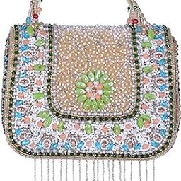 Black & Golden Mix Luxury Tassel Latkan Batua Bag-image-91
