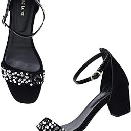 marc loire Women's Slip On Black Sequence Block Heel Fashion Sandal for Casual, Outdoor, Party and Holidays-picture-6