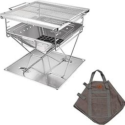 CAMPINGMOON 3-in-1 Portable Stainless Steel Wood Burning Grill and Fire Pit 16x18-inch with Carrying Bag MT-045-image-69