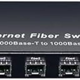 Hanutech Gigabit Ethernet SFP Media Converter - 4x Fiber Ports (10/100/1000Mbps), 2x UTP Ports, Unmanaged, Compatible with All SFP Modules, Up to 120KM-10