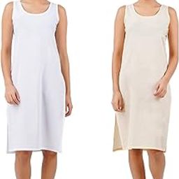Full Knee Length Cotton Camisole Inner Long Slip for Women - Firm Notstretchable Slip Lining for Kurti and Chickankari Suits/Tops - Suits Summer and Winter-image-15