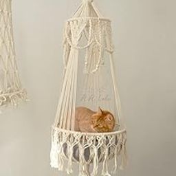 R.R.LALA Cotton Cat Hammock, Hanging Pet Bed, Macrame Handmade Cat Hammock,Large Hanging Cat Bed,Gift For Cat Lover,,Unique Pet Bed Size: 40 Cm X 100 Cm(Wxl) Color : Natural Off White-12