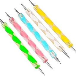 Levin 5 Pcs Set 2-Way Double Ended Dotting Tools, Nail Dotting Pen Marbleizing Tool Set Nail Polish Paint Manicure Dot Nail Art Tool Set, Embossing Stylus for Painting,Multi-Colored-37