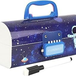 WBD Plastic Kids Pen&Pencil Box Suitcase Style Password Lock Pencil Case,Multi-Layer Pencil Box for Kids,Boys,Girls,Stationary Organizer Case,Return Gift (Astron. - Blue Pencil Box)-image-99