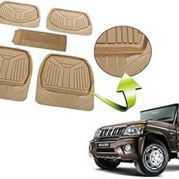 Kozdiko Heavy Duty Beige Color 3G Beige Rubber Mats Set of 5 Pcs for Mahindra Nuvo Sport-30