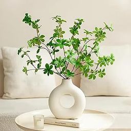 PulGos White Ceramic Donut Vase - Set of 1/ Home Decor Centerpiece for Office, Living Room, Bedroom/Flower not Included/Glossy Finish/Floral Container/Tabletop Planter/Blossom Holder-picture-5