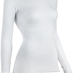 Small , White : Indera Women's Warmwear Traditional Thermal Underwear Top-image-11