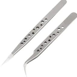 EXEL 2 Pcs Anti-static Tweezers Set Curved, Straight Tweezers For Mobile Reapairing, Electronics, Industrial Precision Stainless Forceps Phone Repair Hand Tools Sets-38