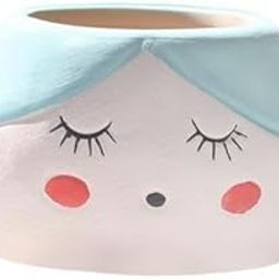 UJEAVETTE 3xGirl Flowerpot Ornament Ceramic Head Planter Pot for Office Windowsill Table-image-28