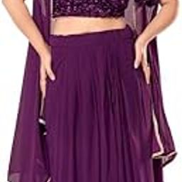 Purple Color Self Design Georgette Lehenga Choli With Dupatta For Womens-image-21