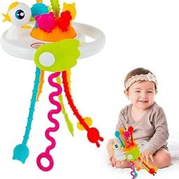JBM ENTERPRISE Baby Sensory Pull String Teether– Montessori Teething Toy for 6+ Months – BPA-Free Silicone Grasping & Activity – Travel-Friendly Multi-Sensory Early Learning Toy-image-4