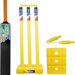 ARTINO Full Size Senior Plastic Cricket Bat (34”X4.5”inch) with PVC Yellow Wicket Set-image-92
