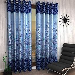 Home Garage Eyelet Long Door Polyester Curtains Set of 2 - (Blue 4x9)-image-91