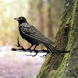 Metal Yard Art Outdoor and Garden,Tree Decorations Outdoor,Metal Yard Animals,Black Crows Halloween Decor,Garden & Patio Decor-image-70