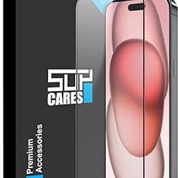 SupCares Military-Grade Matte Anti-Glare Tempered Glass Screen Protector for iPhone 16 and 15 (6.1 Inch) With Installation Kit | Edge to Edge Coverage | Black-3