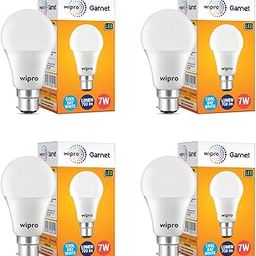wipro Garnet 7W LED Bulb for Home & Office |Cool Day White (6500K) | B22 Base|220 degree Light coverage |4Kv Surge Protection |400V High Voltage Protection |Energy Efficient | Pack of 4-21