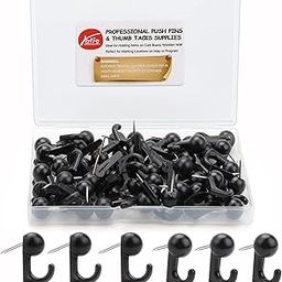 50 Pcs Black Push Pin Hooks, Cork Board Pin-Hooks Decorative Thumb Tacks Hook for Photo Wall, Bulletin Board, Home Wall, Home Office School Pinning and Hanging-image-45