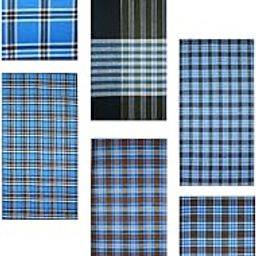 Men's Regular Fit Premium Cotton Checks Lungi - (2006_Assorted_2.25 Meters) Combo Pack of 6-34