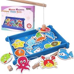 Toyshine Wooden Magnetic Fishing Game Toy With 12 Pcs - Multicolour - Kids-4