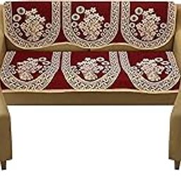 JVK Decor Velvet Sofa Cover Set with Heavy Fabric 500 TC Floral Design 5 Seater Sofa Cover -| Set of 6 Piece |-Multi Colour (DEGIN c),Cotton-image-10