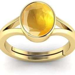 3.25 To 15.25 Ratti Yellow Sapphire Stone Original Certified Pukhraj Gemstone Gold Plated Anguthi | Adjustable Ring With Lab Certificate for Men and Women-image-34