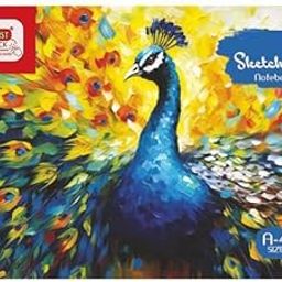FIRST CLICK Sketch Book, A4 Size, 140 GSM, 50 Sheets + 50 Butter Paper, (100 page) Spiral Bound Drawing Notebook Perfect for Sketching, Coloring and Painting Spiral Bound ( The cover design coming as per stock available) Snow white Paper-67