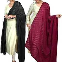 Women's 2.4 Meter Premium Dobby Cotton Dupatta with Crochet Lace Lightweight & Breathable, Ideal for Summer Styling-image-64