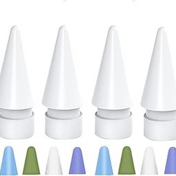 Acylulu Replacement Pencil Tips Compatible with Apple Pencil 1st Gen & 2nd Gen - with 8 Silicone Nibs Caps Protector Stylus Cover High Sensitivity for iPad Air Mini Pro-10