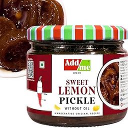 Add me Sweet-Sour Black lemon pickle 350 G Without Oil Lime Pickles Khatta Meetha Nimbu Aged purana Nimbu Ka Achar 350g Homemade Recipe & Taste Glass Jar-image-14